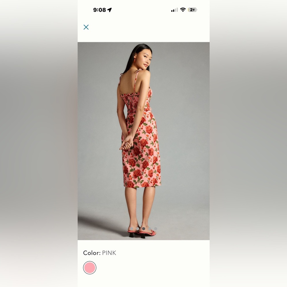 Anthropologie Rosette Pink and red ruffled peplum halter dress - Picture 4 of 9